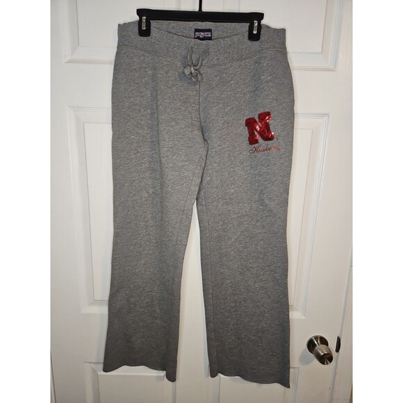 Vintage Jansport Sweatpants Nebraska Cornhuskers Gray XL Drawstring Baggy Y2K - Picture 1 of 5